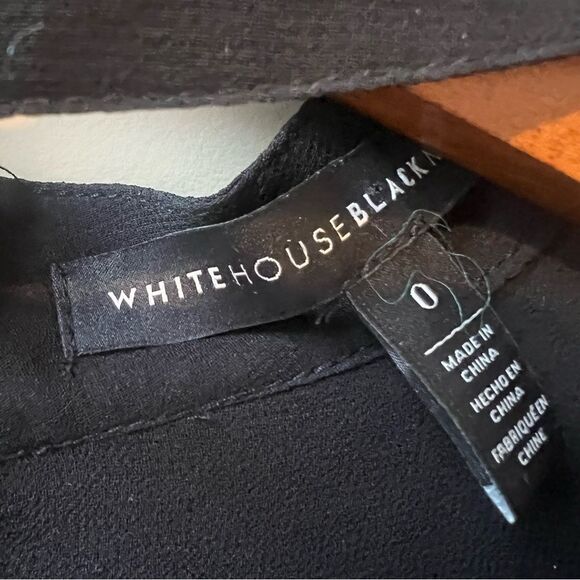 White House Black Market Black and White Floral Choker Blouse - Picture 8 of 9